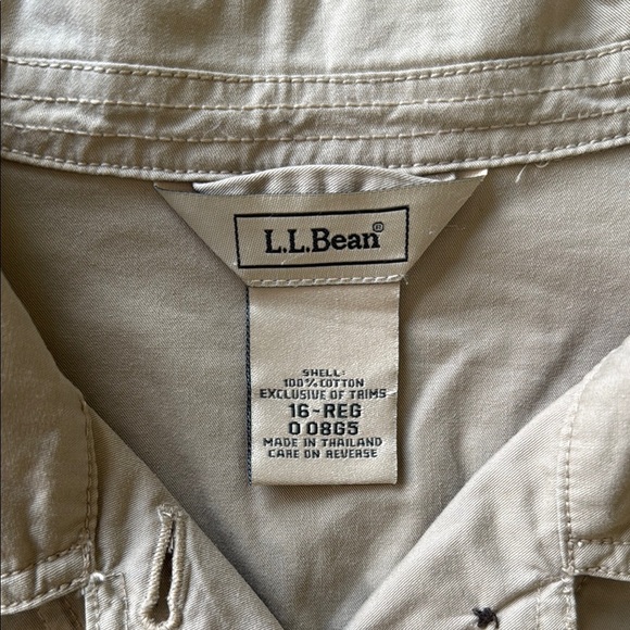 L.L. Bean Tan Utility Jacket Buttoned Cinched Waist Relaxed Fit Cotton Sz 16 - Picture 8 of 16
